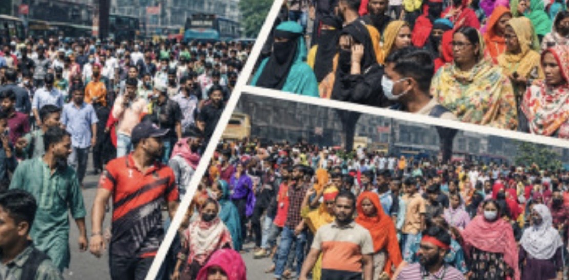 বেতন বৃদ্ধির দাবিতে তৃতীয় দিনেও উত্তরায় বিক্ষোভ মিছিল