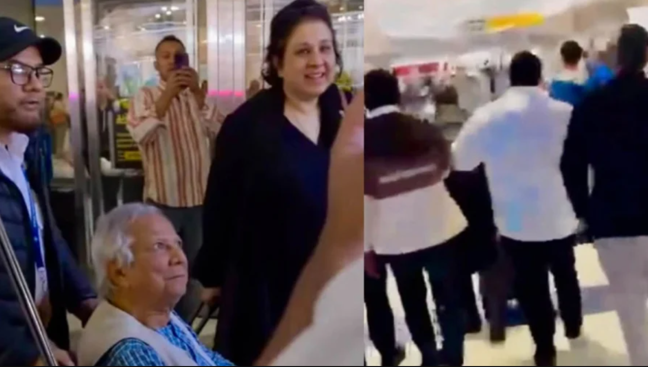 নিউইয়র্কে বিমানবন্দরে তোপের মুখে ড. ইউনূস